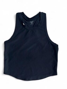 Black Cropped Racerback Tank Top